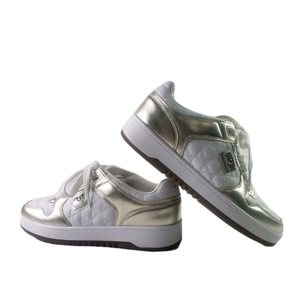 Guess GBG Womens Size 9.5 Gold and White Quilted Sneakers